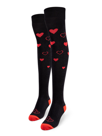 Calcetines alegres por encima de la rodilla Corazones de amor