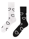 Calcetines alegres de bambú Corazones en blanco y negro