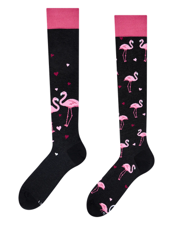 Calcetines hasta la rodilla alegres Flamencos y corazones