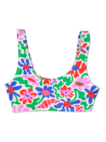 Top alegre de bikini deportivo Flores locas