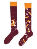 Calcetines hasta la rodilla alegres Zorro y hojas