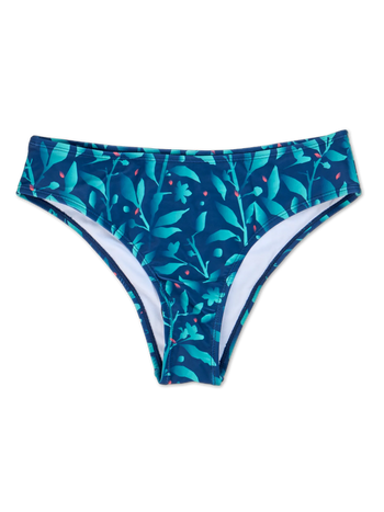 Bragas de bikini de cintura media Flores turquesa