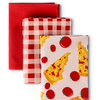 Paños alegres de cocina, 3 uds., Pizza de queso