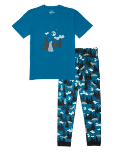 Pijama alegre para hombre Lobo y luna