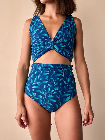 Top de bikini MagicMix para mujer Flores turquesa