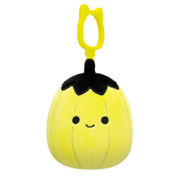 Squishmallows Clip-On Walt la Calabaza Verde Lima Fluorescente con Tapa Negra, 9 cm
