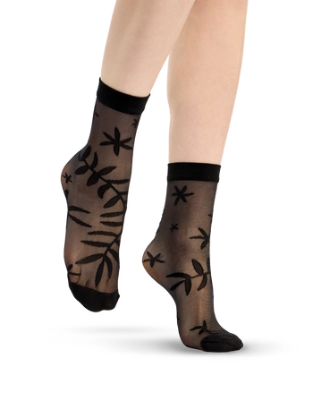 Calcetines de nailon alegres Hojas negras