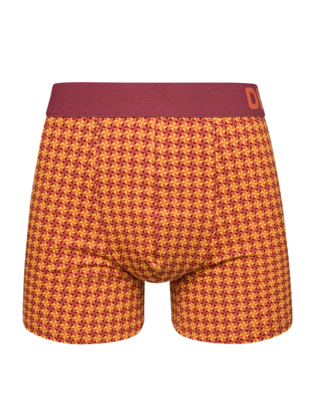 Bóxeres para hombre estampados en burdeos y amarillo