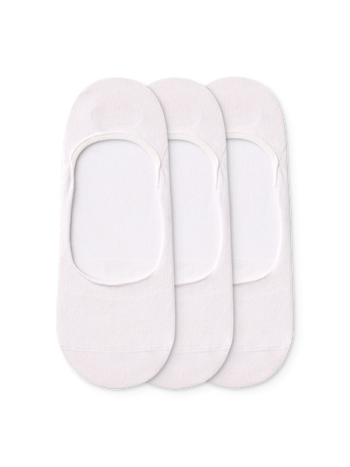 Calcetines invisibles de algodón, 3 paq. Blanco clásico