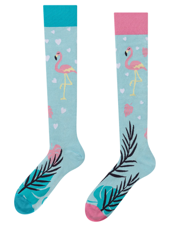 Calcetines hasta la rodilla alegres Amor por los flamencos