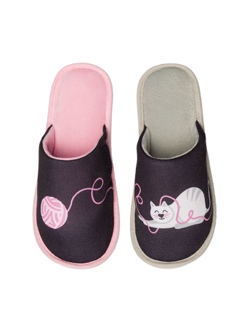 Pantuflas alegres Gato y pelota