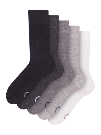 Calcetines normales, paquete de 5 pares, Negro y blanco clásico