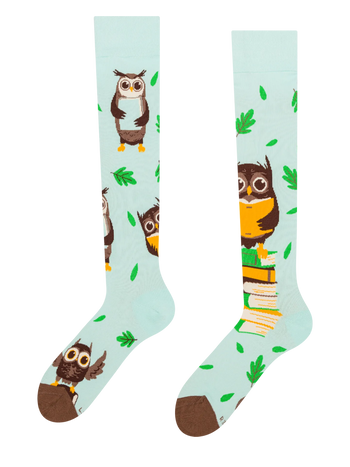 Calcetines hasta la rodilla alegres Búhos y libros
