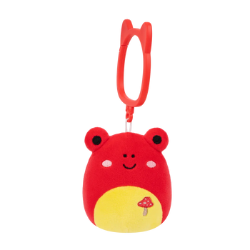 Llavero Squishmallows Obu la Rana Roja Tropical con Seta Bordada, 9 cm