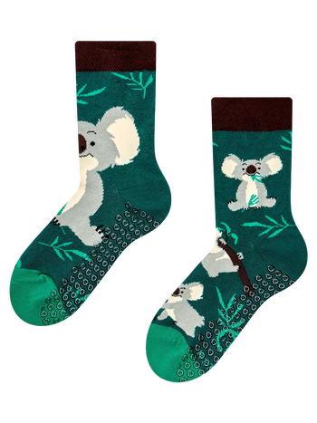 Calcetines antideslizantes para niños Koala y hojas