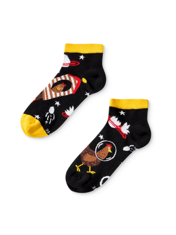 Calcetines tobilleros alegres para niños Gallina astronauta