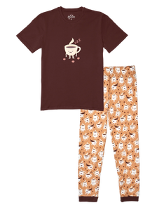 Pijama alegre para hombre Café soñoliento