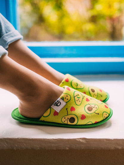 Pantuflas alegres Amor por los aguacates