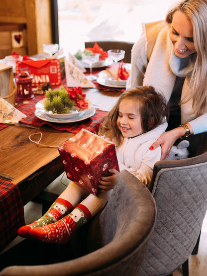 Calcetines infantiles alegres de inverno Oso con bufanda