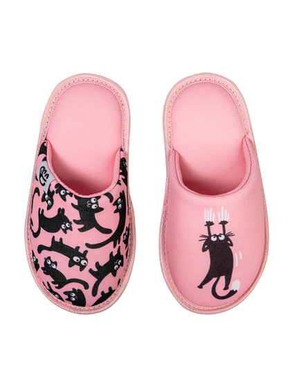 Pantuflas infantiles alegres Gatos rosas