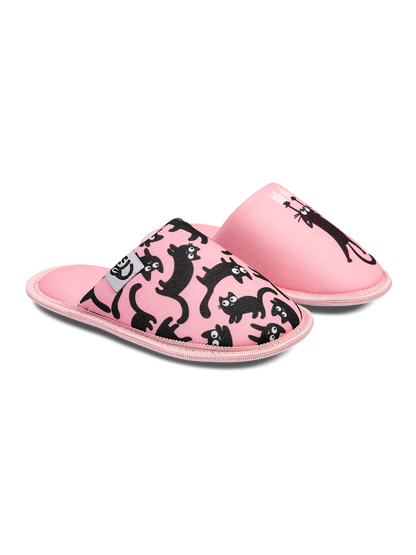 Pantuflas infantiles alegres Gatos rosas