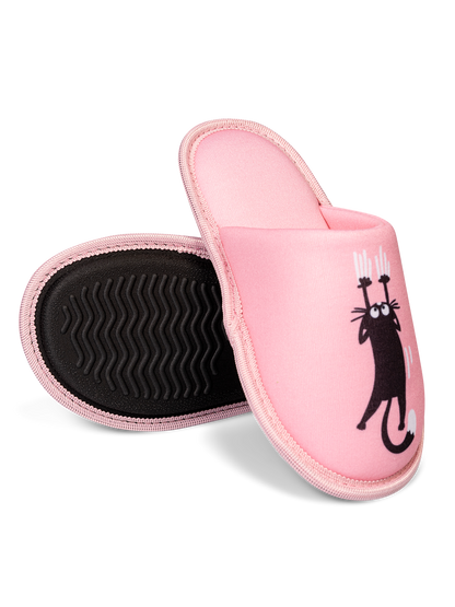 Pantuflas infantiles alegres Gatos rosas