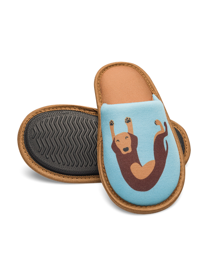 Pantuflas infantiles alegres Perro salchicha