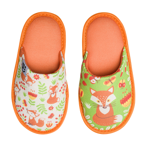 Pantuflas infantiles alegres Zorro y mariposas