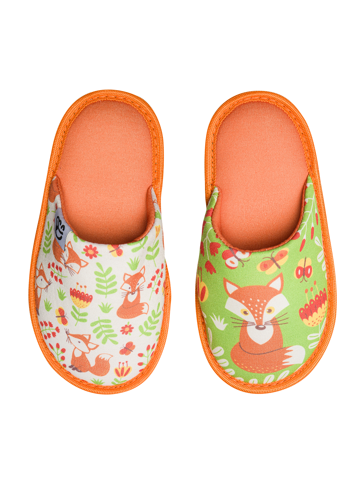 Pantuflas infantiles alegres Zorro y mariposas