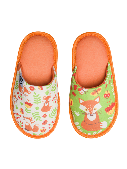 Pantuflas infantiles alegres Zorro y mariposas