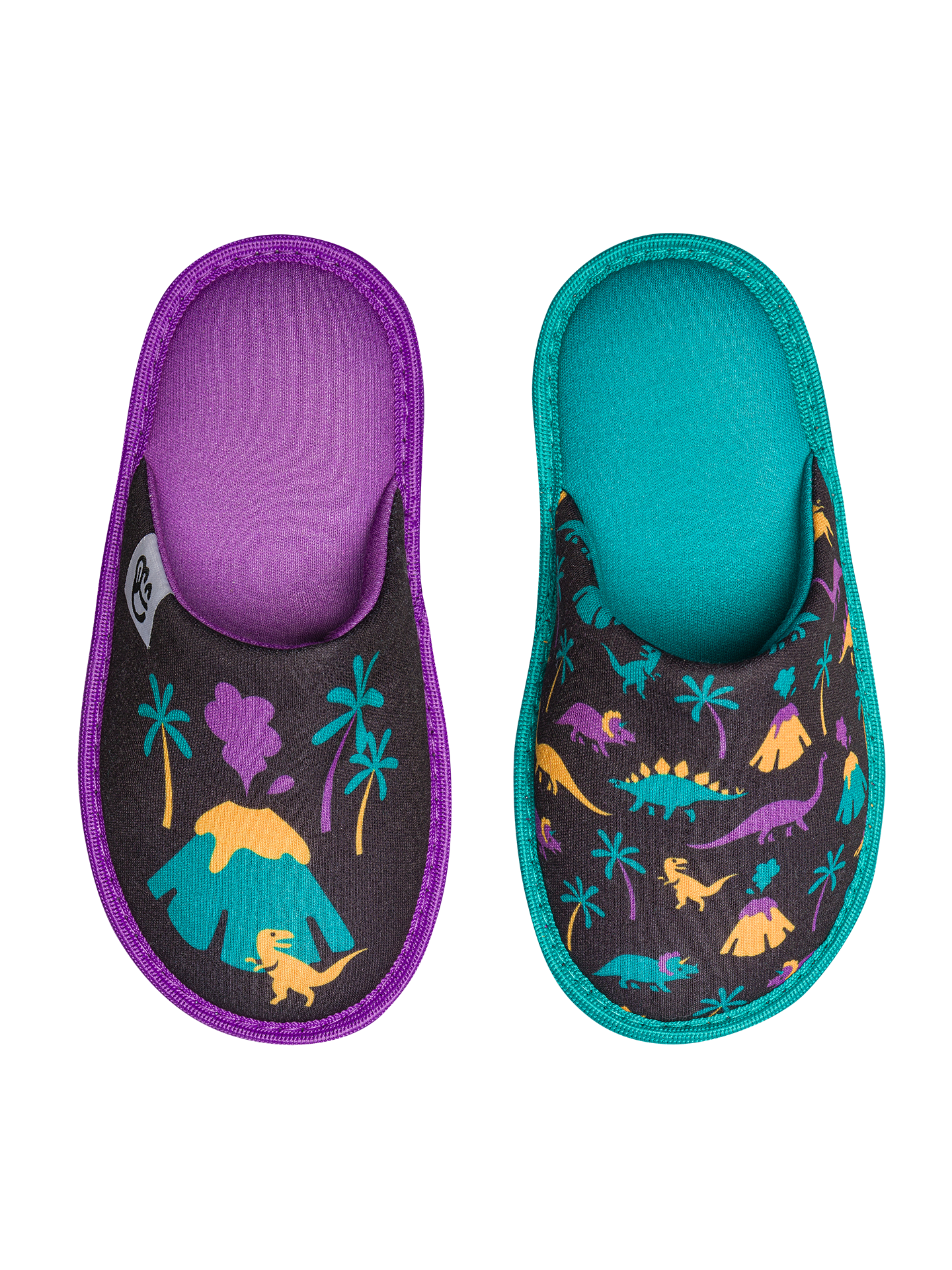 Pantuflas infantiles alegres Dinosaurios y volcanes