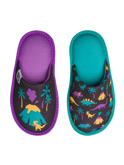 Pantuflas infantiles alegres Dinosaurios y volcanes