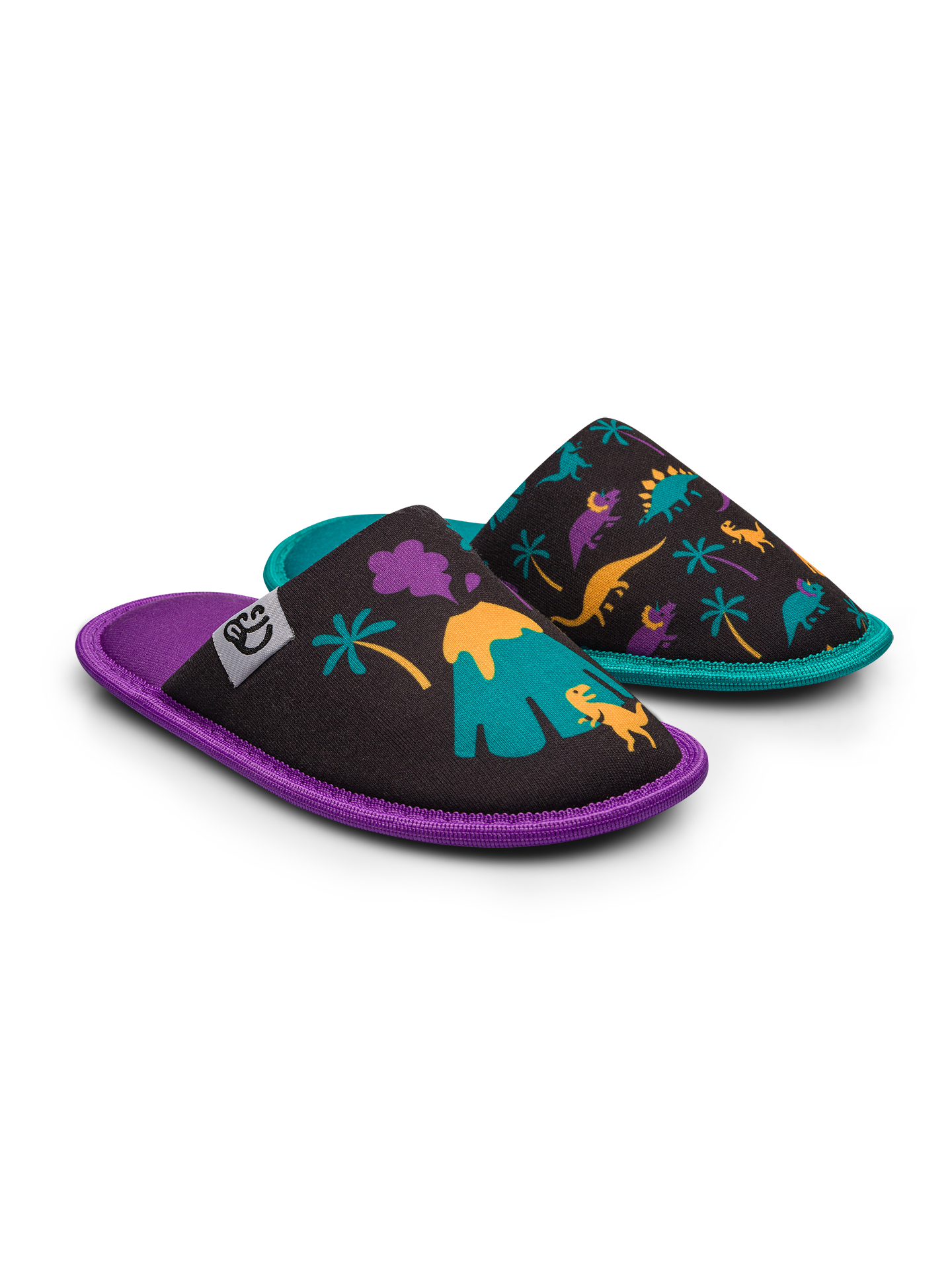 Pantuflas infantiles alegres Dinosaurios y volcanes