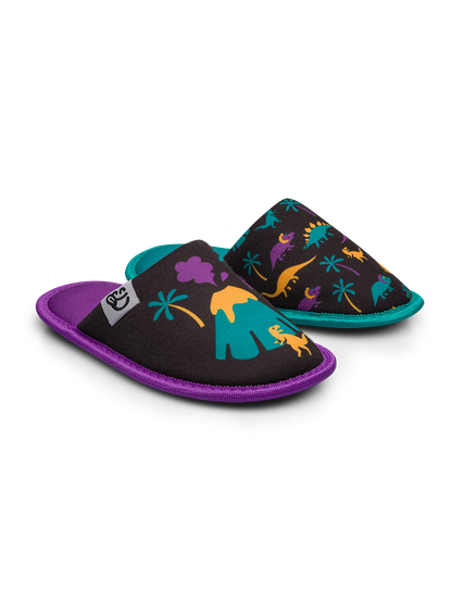 Pantuflas infantiles alegres Dinosaurios y volcanes