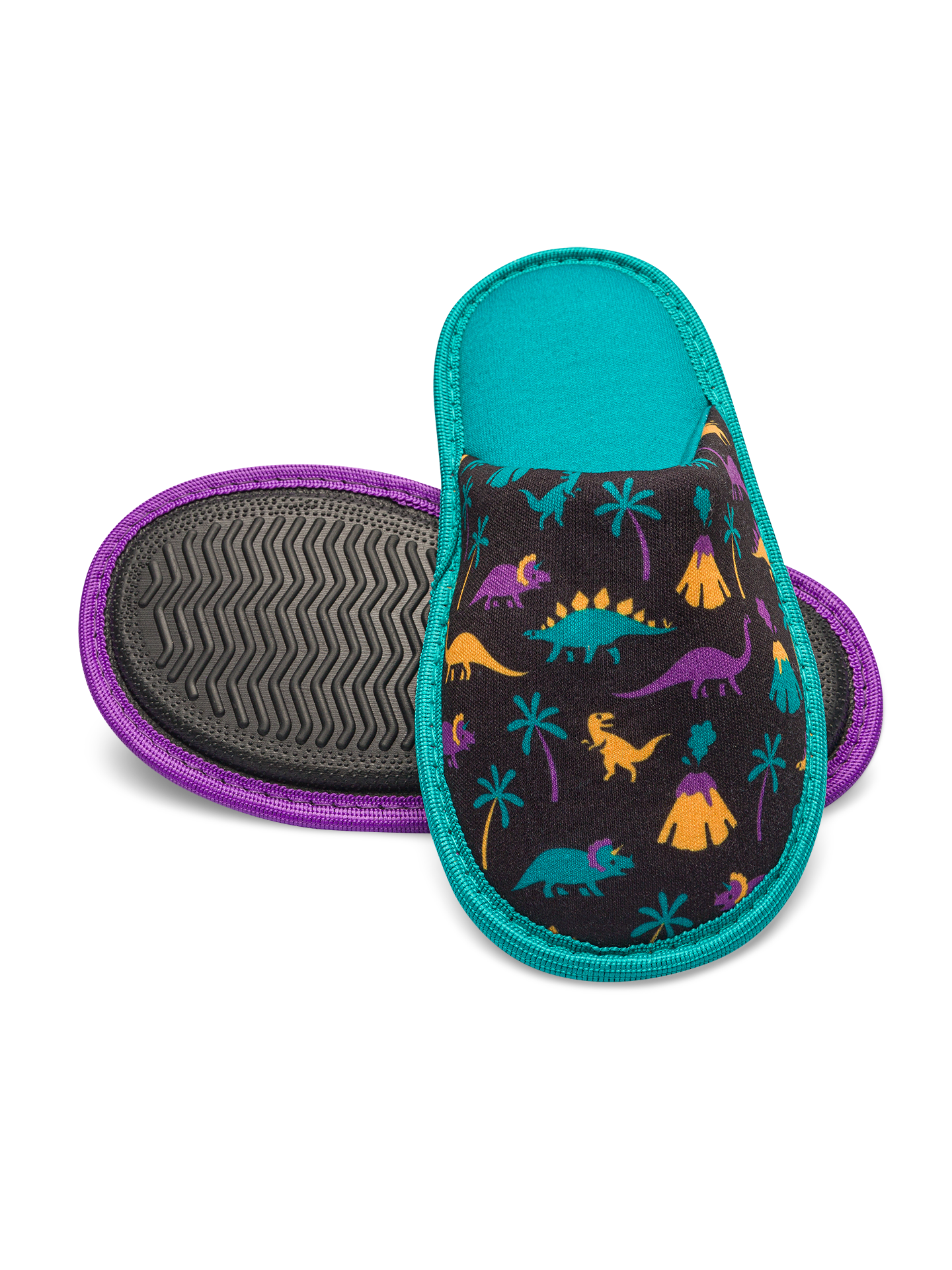 Pantuflas infantiles alegres Dinosaurios y volcanes