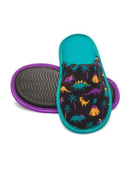 Pantuflas infantiles alegres Dinosaurios y volcanes