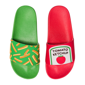 Chanclas infantiles alegres Patatas fritas con kétchup