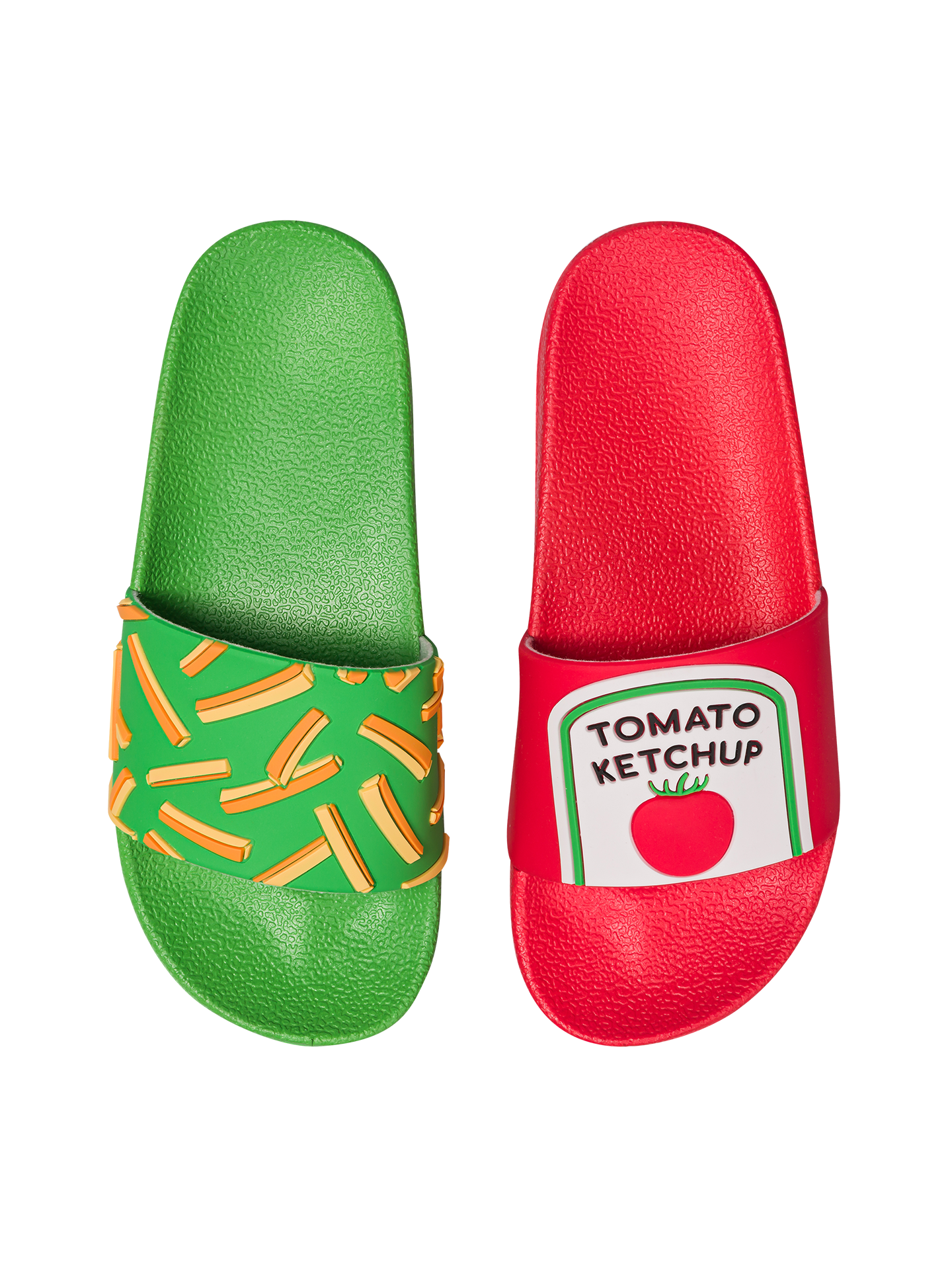 Chanclas infantiles alegres Patatas fritas con kétchup