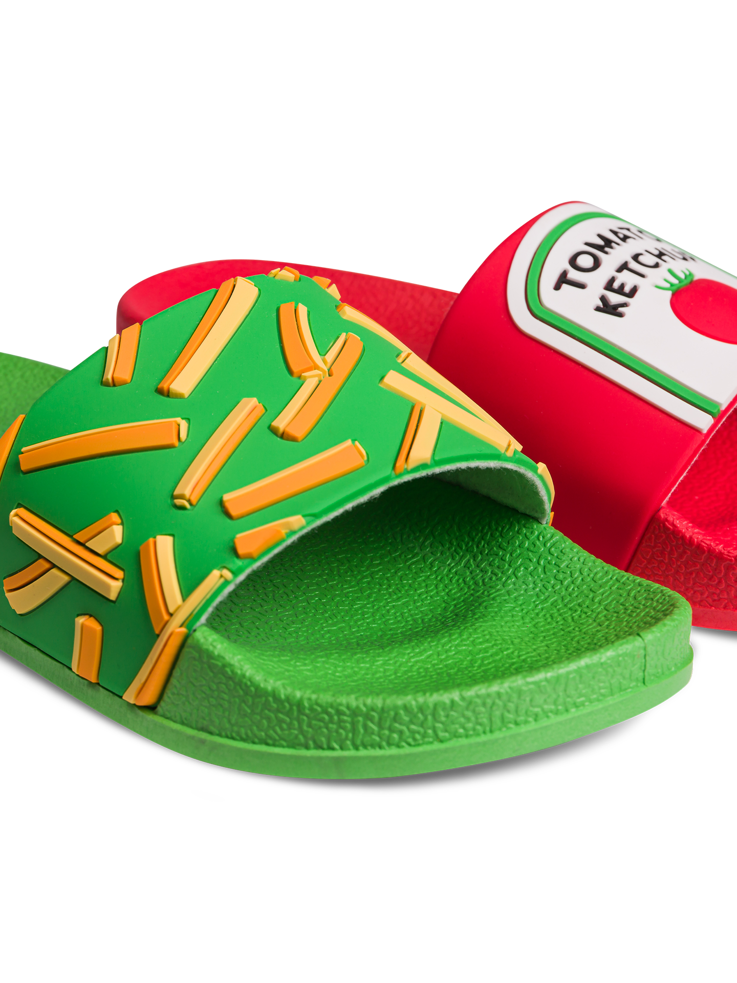 Chanclas infantiles alegres Patatas fritas con kétchup