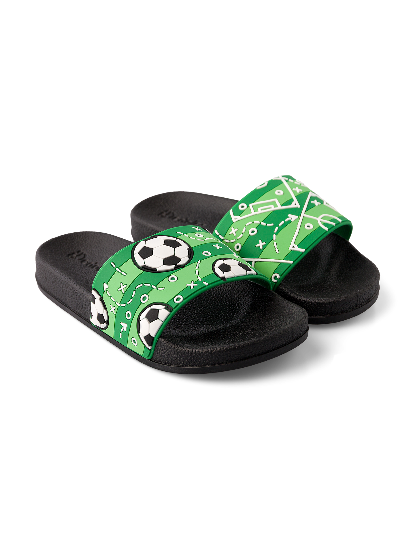 Chanclas infantiles alegres Campo de futbol