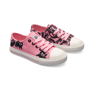 Zapatillas de lona infantiles alegres Gatos rosas