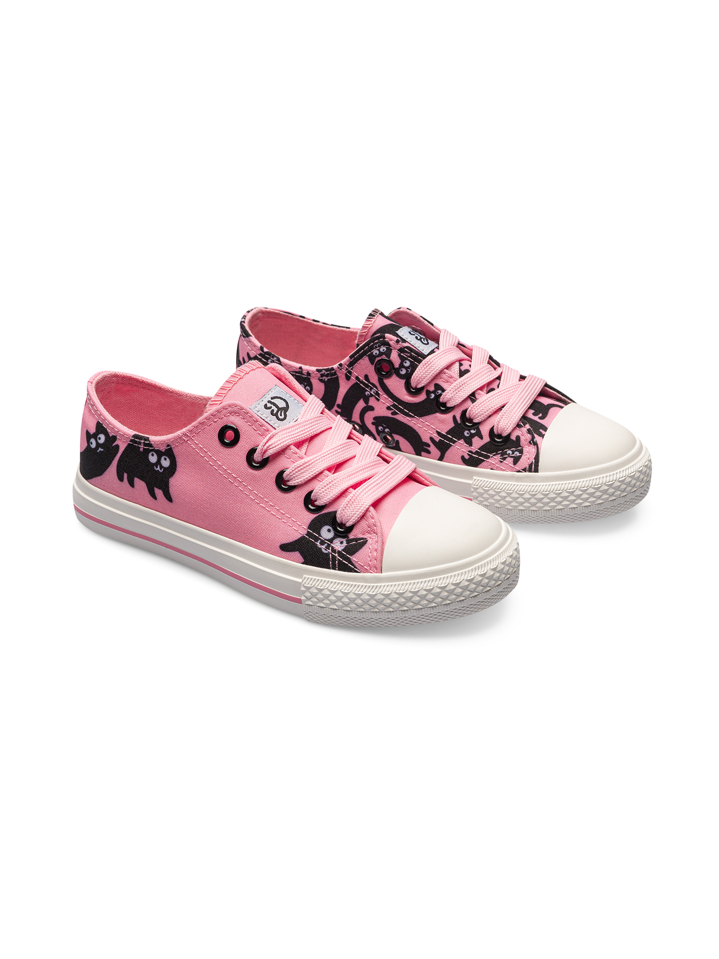 Zapatillas de lona infantiles alegres Gatos rosas