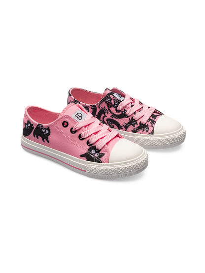 Zapatillas de lona infantiles alegres Gatos rosas