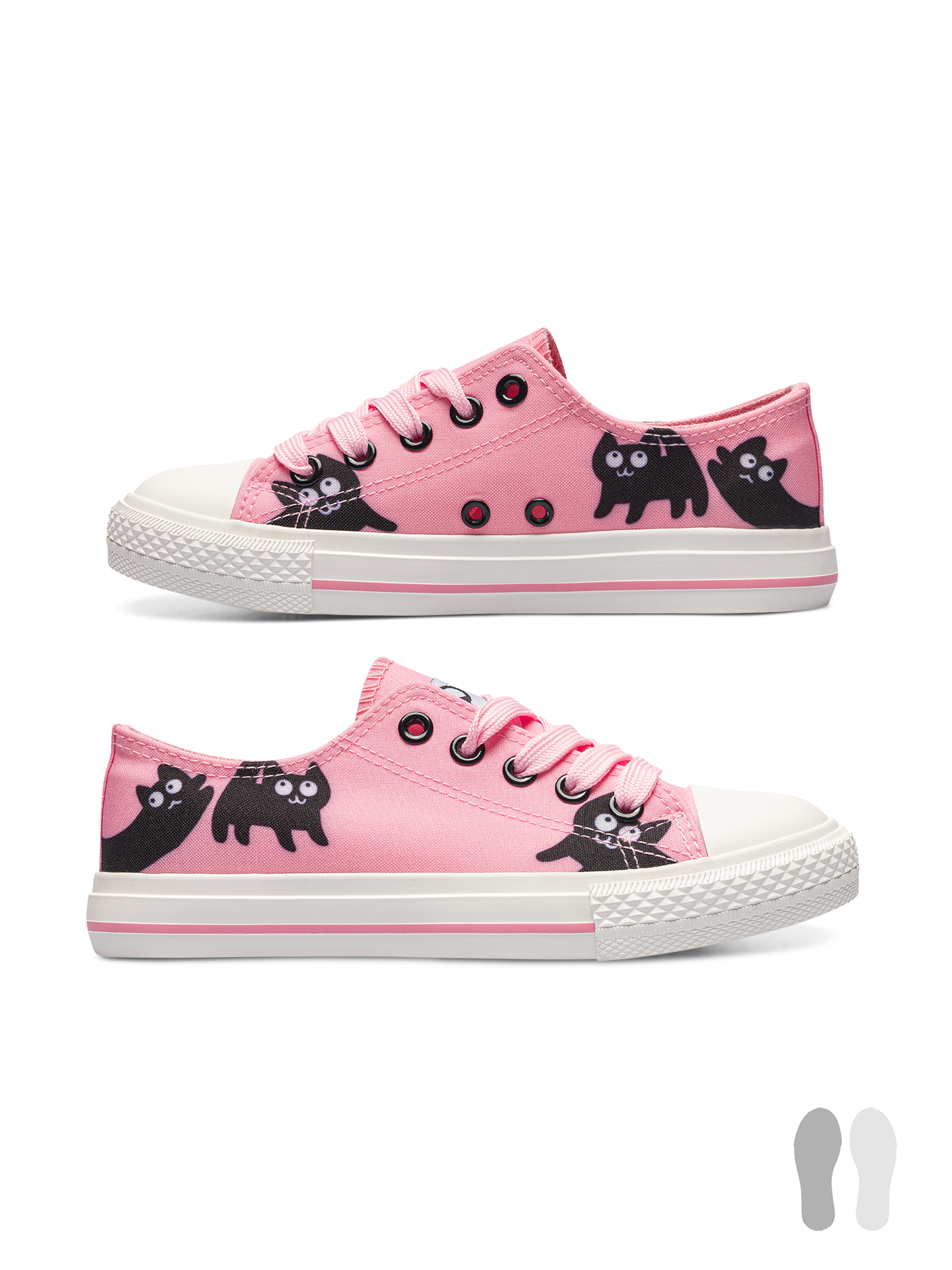 Zapatillas de lona infantiles alegres Gatos rosas