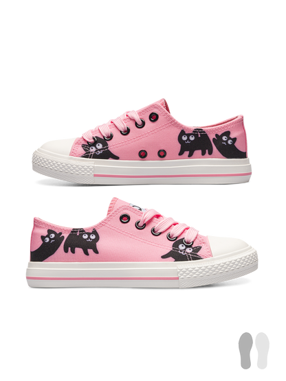 Zapatillas de lona infantiles alegres Gatos rosas