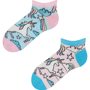 Calcetines tobilleros alegres para niños Unicornio de colores