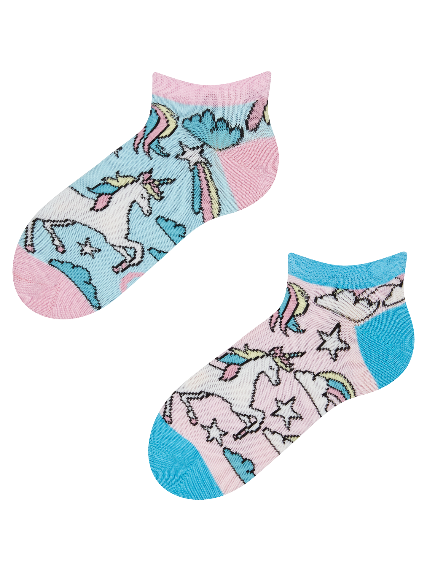 Calcetines tobilleros alegres para niños Unicornio de colores