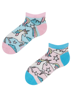 Calcetines tobilleros alegres para niños Unicornio de colores