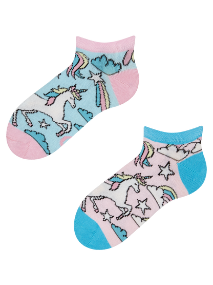 Calcetines tobilleros alegres para niños Unicornio de colores