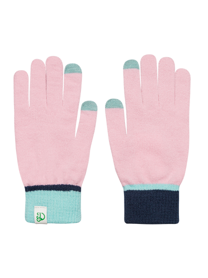 Guantes de punto Rosa claro y azul